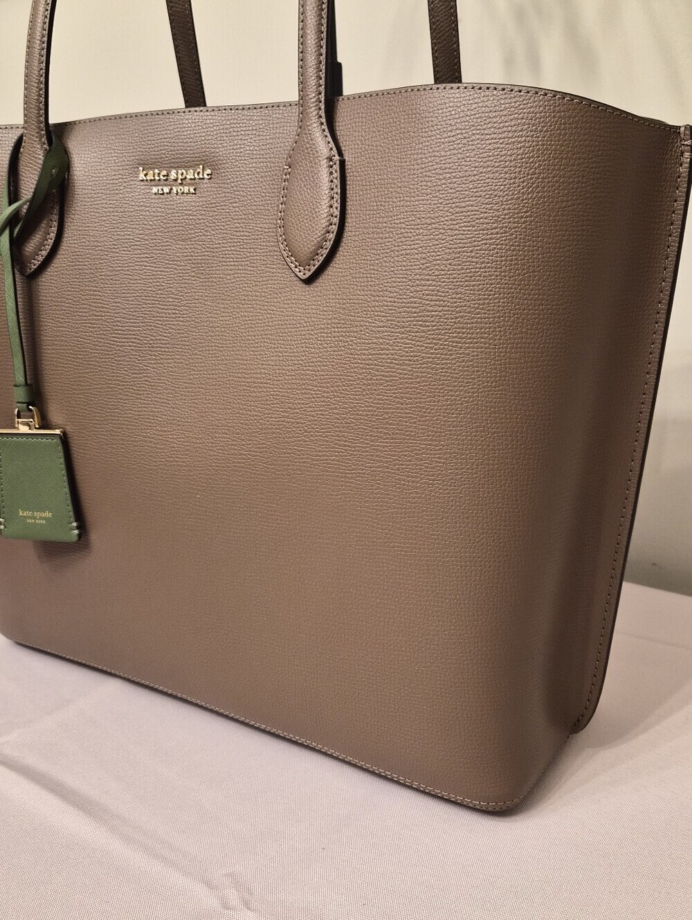 Kate Spade New York All Day Large Leather Tote | Taupe & Sage Green - Picture 2 of 12